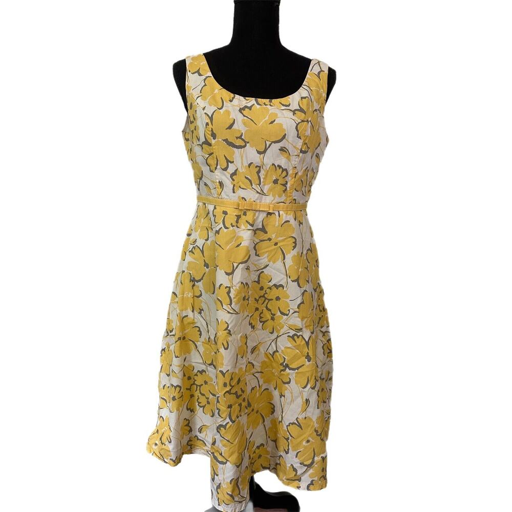 VNTG Women Yellow & White Floral Linen Dress Bolero Sweater Isadora Collection